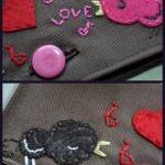 One Of A Kind Handmade Embroidered Love Birds..